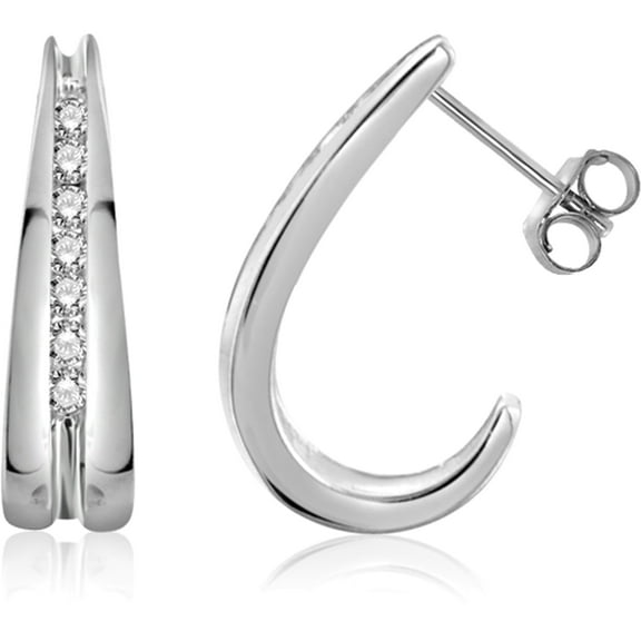 Diamonice 3/4 Carat T.W. White Cubic Zirconia (AAA) Sterling Silver Hoop Earring