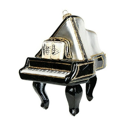Pinnacle Peak Trading Black Grand Piano Polish Glass Christmas Tree Ornament