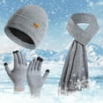 thumbnail image 2 of Weikingp Clearance! Scarf, Hat, Glove Set, Women's New Winter Thickened Warm Hat Scarf Glove Knitted Three Piece Set, Scarf for Women, Grey, 2 of 4