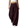 thumbnail image 2 of BRELIL Women's High Waisted Wide Leg Sweatpants Flowy Casual Loose Palazzo Pants Trousers Fall Winter Outfits Streetwear Workout, Wine L, 2 of 7