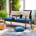 thumbnail image 2 of WLXIANG Patio Conversation Sets Outdoor Loveseat with Built-in Table & Cushions Wicker Patio Furniture Porch Chairs Bench for Lawn, Backyard, Balcony (Blue), 2 of 8