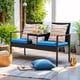 thumbnail image 2 of WLXIANG Patio Conversation Sets Outdoor Loveseat with Built-in Table & Cushions Wicker Patio Furniture Porch Chairs Bench for Lawn, Backyard, Balcony (Blue), 2 of 8
