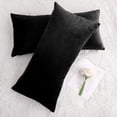 thumbnail image 3 of Paquete de 2 Terciopelo Tiro Almohada Funda, Decorativa Suave Sólido Tiro Almohadón Funda para Sofá Diván Cama Silla 16 x 31 Pulgadas Negro, 3 of 10