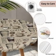 thumbnail image 6 of Coffee Fitted Tablecloth with Elastic Edged, Round Table Cloth for Dining Table, Khaki Farmhouse Vintage Beans Cups Funny Waterproof Oil Proof Table Cover for Indoor Outdoor 45"-54", 6 of 8
