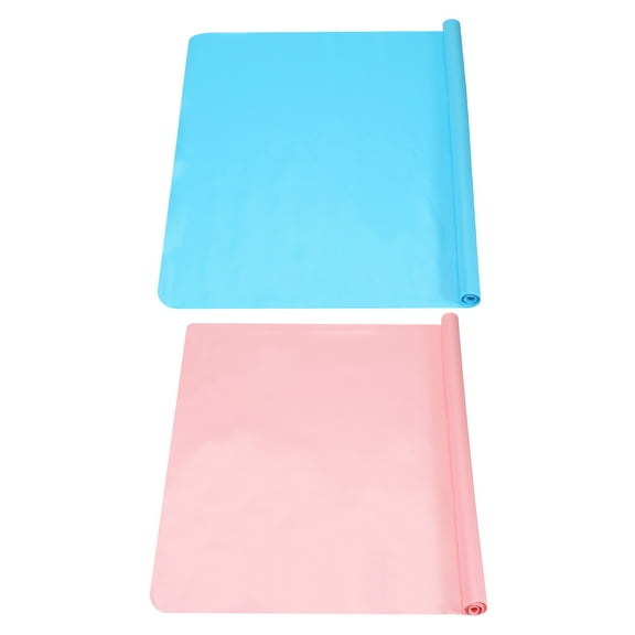 Uxcell 23.62" x 15.75" Silicone Mat for Crafts, 2Pcs Table Protector, Pink/Blue