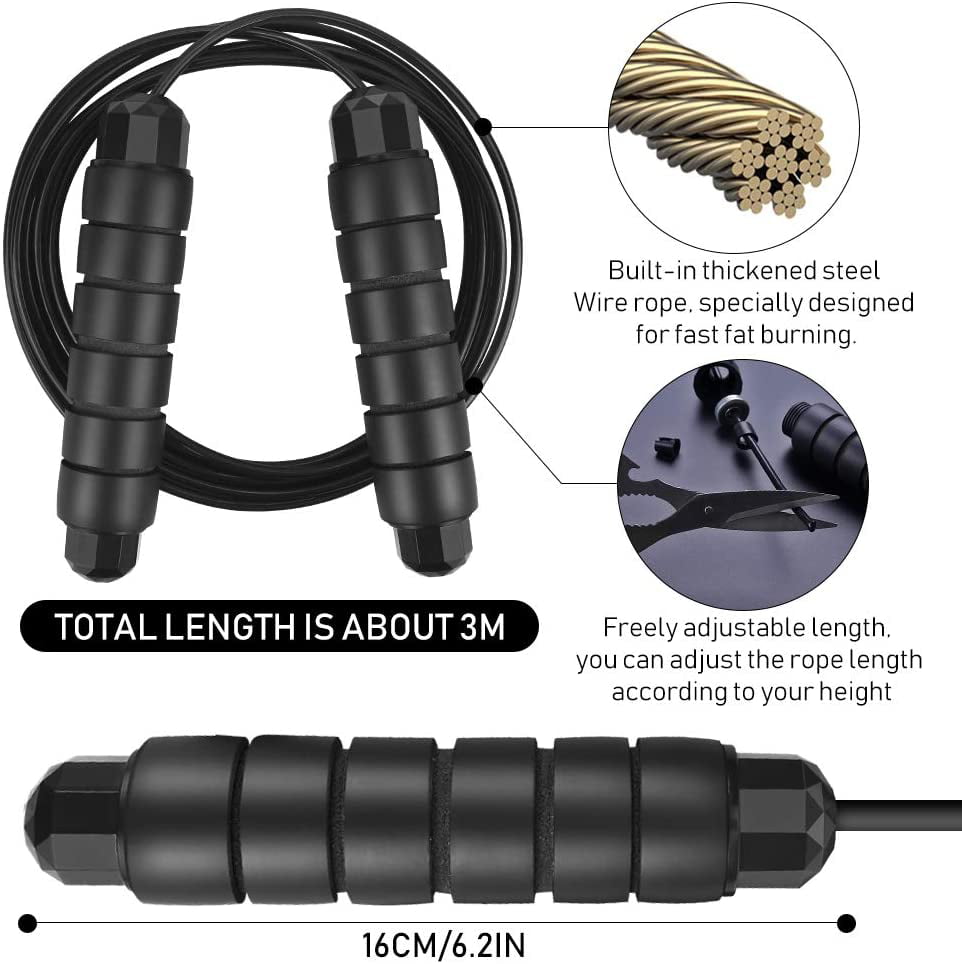 9ft Gym Boxing Speed Jumping Exercise Fitness Workout Black Skipping Rope UK Pro 