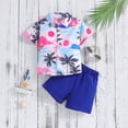 thumbnail image 2 of LAPAKIDS Toddler Kids Boy Summer Clothes 6-7 T Hawaiian Summer Short Sleeve Button Down Shirt Top Shorts Outfits Set, 2 of 7