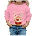 thumbnail image 1 of PMVFHDE Liquidation Chandails en Molleton Mignons pour Filles Automne et Hiver Imprimé de Noël Col Rond Manches Longues Décontracté Sans Capuche Chandails en Molleton d'Automne, Rose, 3-4 Ans, 1 of 4