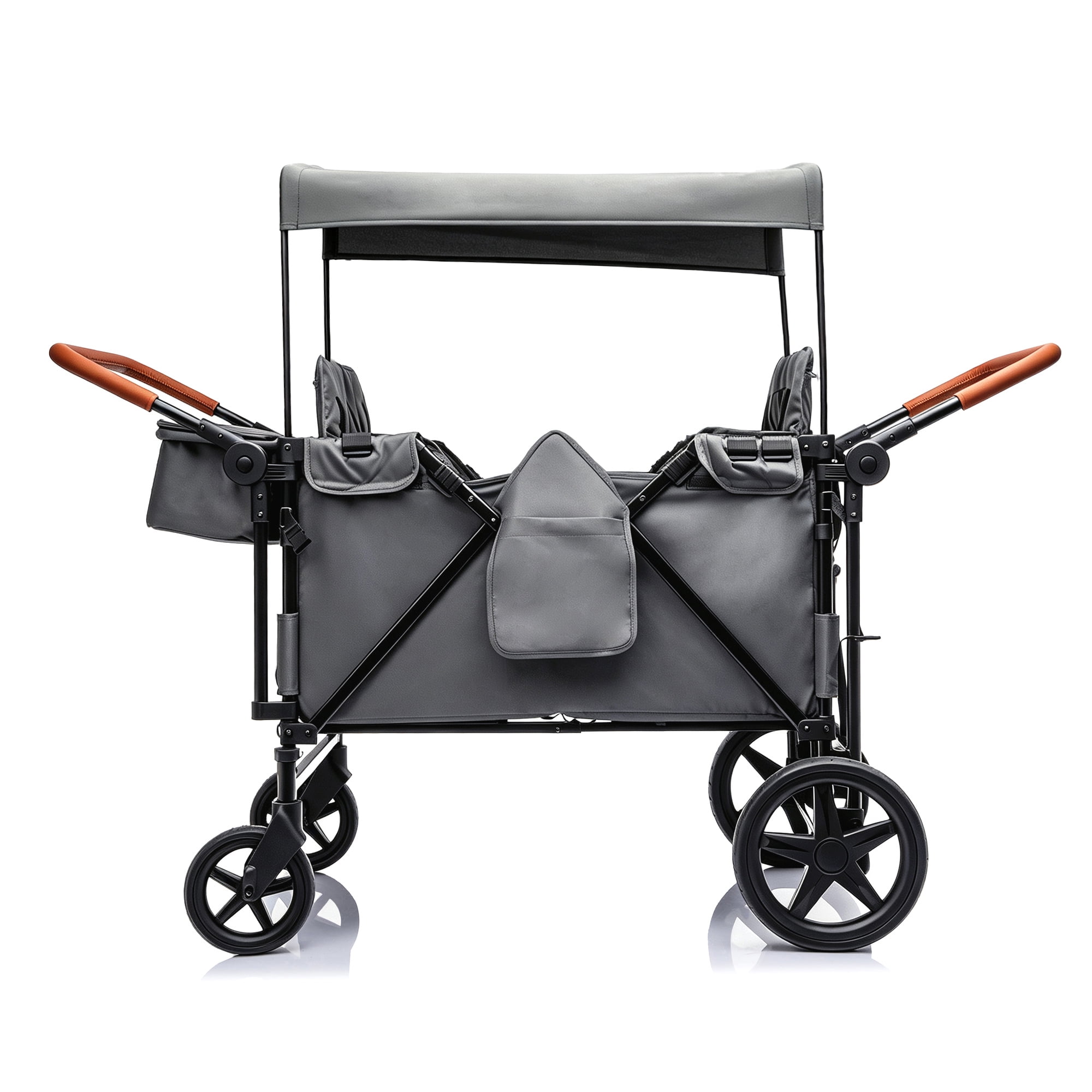 Wogan Stroller W/removble 4-Seater, Extra-Thick Support Bar & Higher 212 Load Capacity, Multi-Zone Storage, 5-Point Harness,Dual Leather Handles,All-Terrain PU Wheels w/ Suspension & One-Step Brake