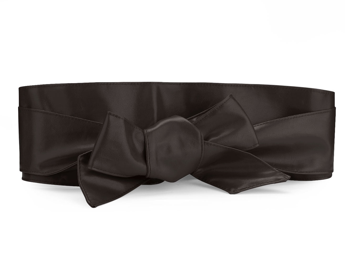 Womens PU Leather Soft Self Tie Bowknot Band Wrap Obi Belt Red