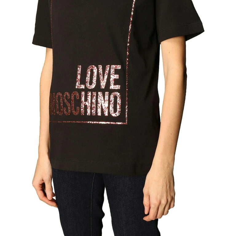 Love Moschino Black Cotton Tops T-Shirt - Walmart.com