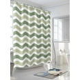 thumbnail image 3 of Fsddascl Sage Green Shower Curtain Set - Standard 72" x 72" Washable Bathtub Curtain with 12 Hooks, Abstract Geometric Ocean Wave Stripe Waterproof Fabric Stall Shower Curtains for Bathroom/Bathtub, 3 of 6