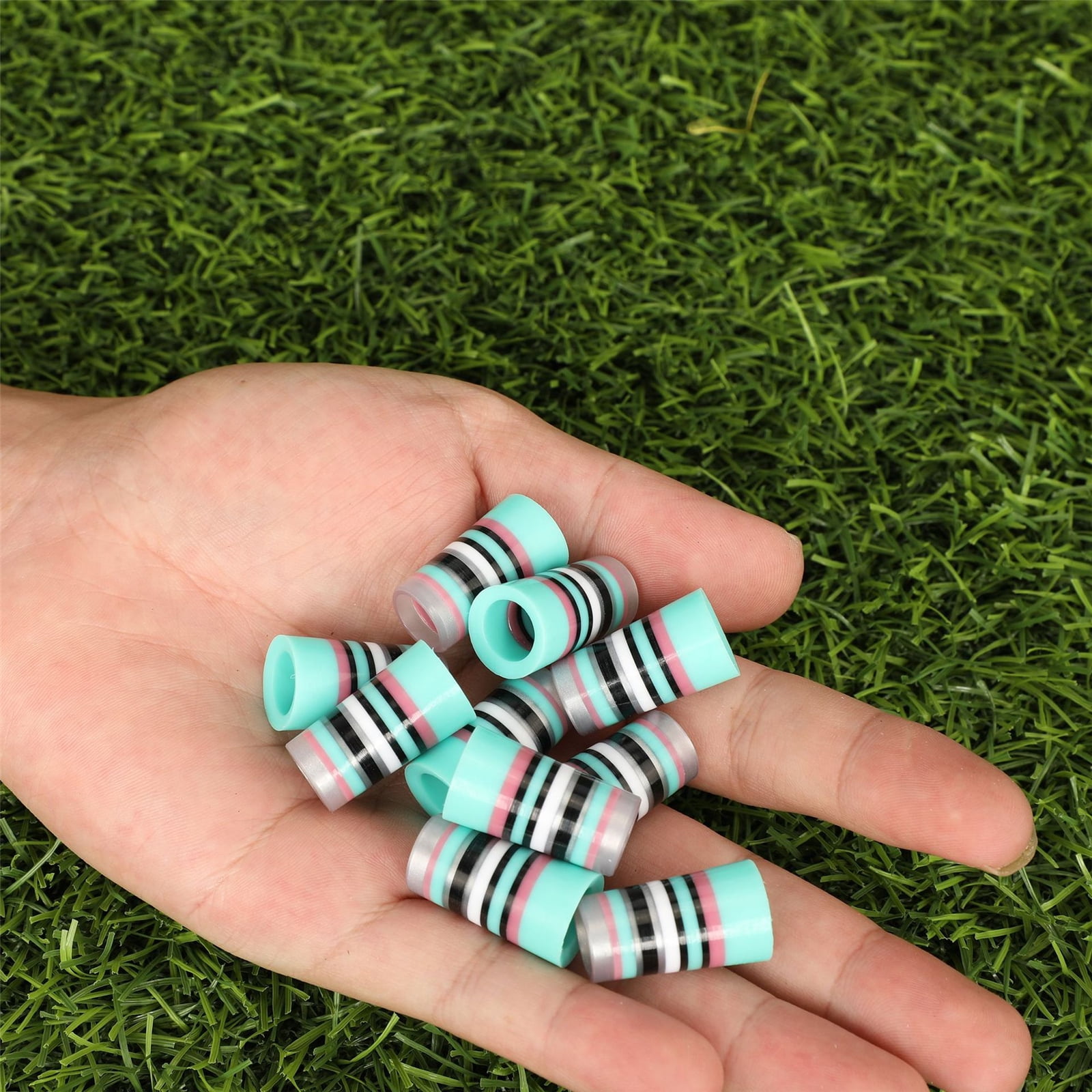 10Pcs Golfing Tapered Ferrules Fit 0.35Inch 0.37Inch Tapered and Parallel Shafts Colorful Striped Golfing Iron Ferrules