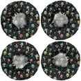 thumbnail image 2 of Shower Caps,Black Colorful Skull Mushroom Pattern Waterproof Shower Cap for Women 4 Pieces,Double Reusable Hair Cover for Shower PEVA Elastic Stretch Hem, 2 of 7