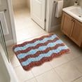 thumbnail image 6 of Wave Pattern Bath Mat, Soft Absorbent Bathroom Rug, Non Slip Shower Mat, Quick Drying Floor Mat, Modern Bath Decor, 15.7" x 23.6", Purple, Lazyguy, 6 of 7