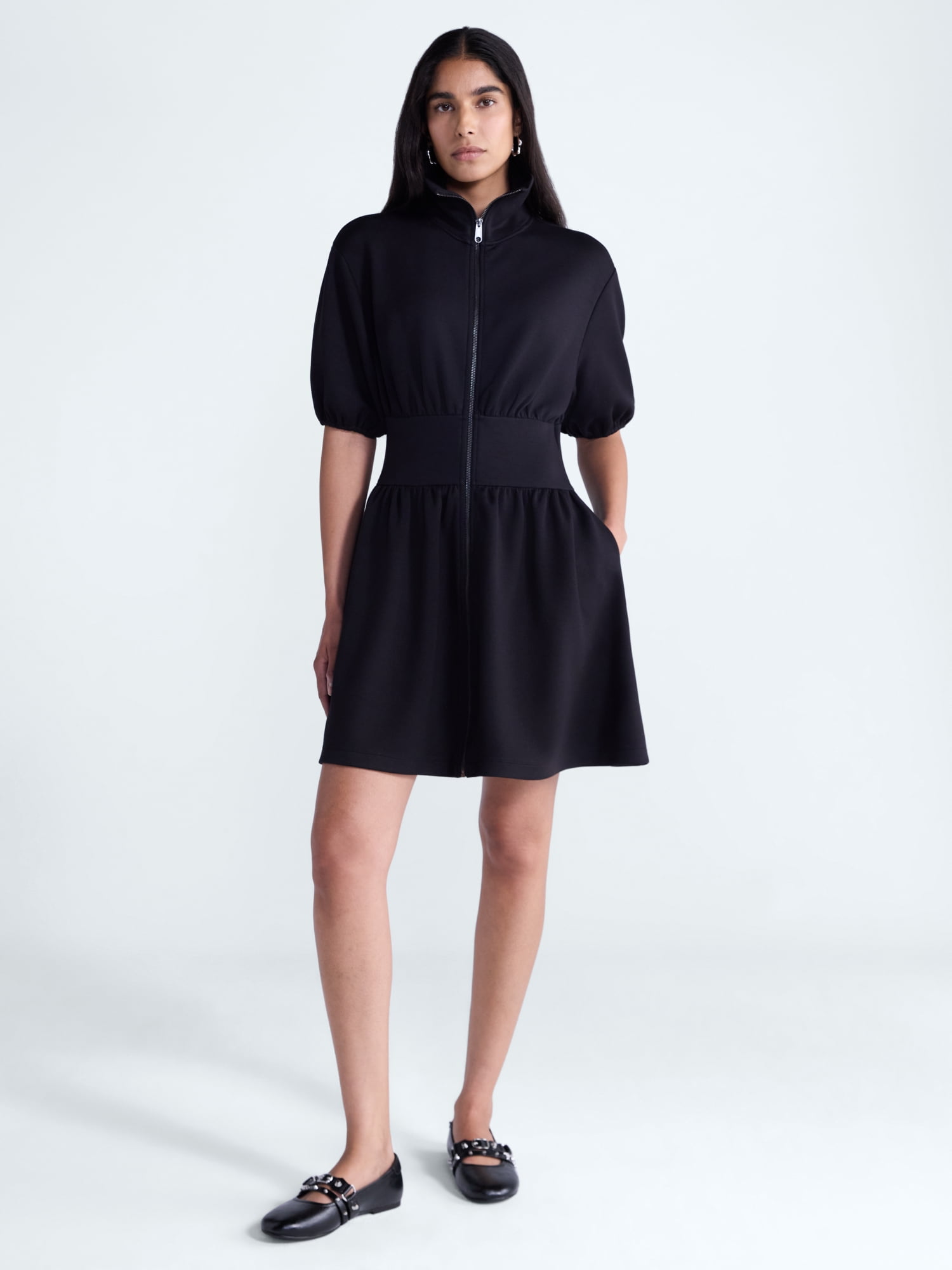 Scoop Women's and Women's Plus Scubaknit Zip Front Dress, Sizes XS-4X