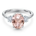 thumbnail image 3 of Gem Stone King 925 Sterling Silver Ring Nano Morganite Moissanite (2.78 Cttw), 3 of 7