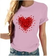 thumbnail image 3 of LIBRCLO Womens Shirts for Valentine Printed Fashion Short Sleeve Round Neck T-Shirt, Casual Holiday Spring Top, 3 of 4