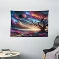 thumbnail image 2 of Ambesonne Space Tapestry Wall Hanging, Galactic Landscape Nebula Sky, 60"x40", Fuchsia Blue and Peach, 2 of 4