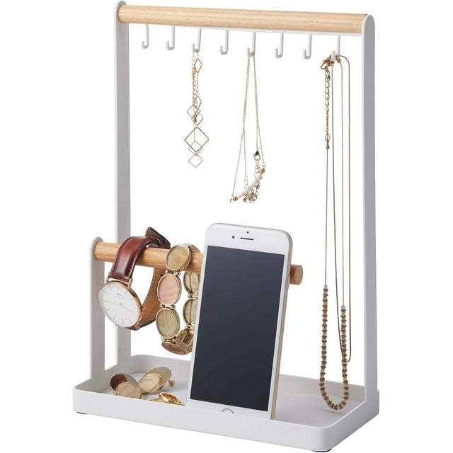 YAMAZAKI home 2311 Support d'Accessoires-Porte-Bijoux & Organisateur Rangement, Taille Unique, Blanc