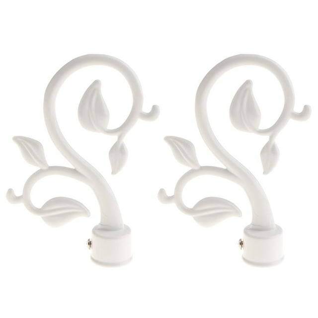 2 Pcs Support de Rideau Barre Décorative Fenêtre Élégante Confortable Type 2 - Blanc