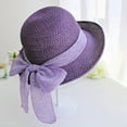thumbnail image 2 of Soumake Ribbon Bowknot Decor Straw Hat Round Dome Solid Color Folding Women Big Brim Sunscreen Travel Hat Fashion Accessories Fashion, 2 of 8