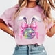 thumbnail image 2 of Tops de Manga Corta de Verano para las Mujeres Imprimir Blusa de Cuello Redondo, Moda Ligera de Poliéster Spandex, 2 of 5