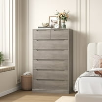 Homfa 7 Drawer Dresser, 51.3"H Wood Storage Cabinet with Upgraded Stable Base, Vertical Chest for Bedroom Living Room, Wash Gray