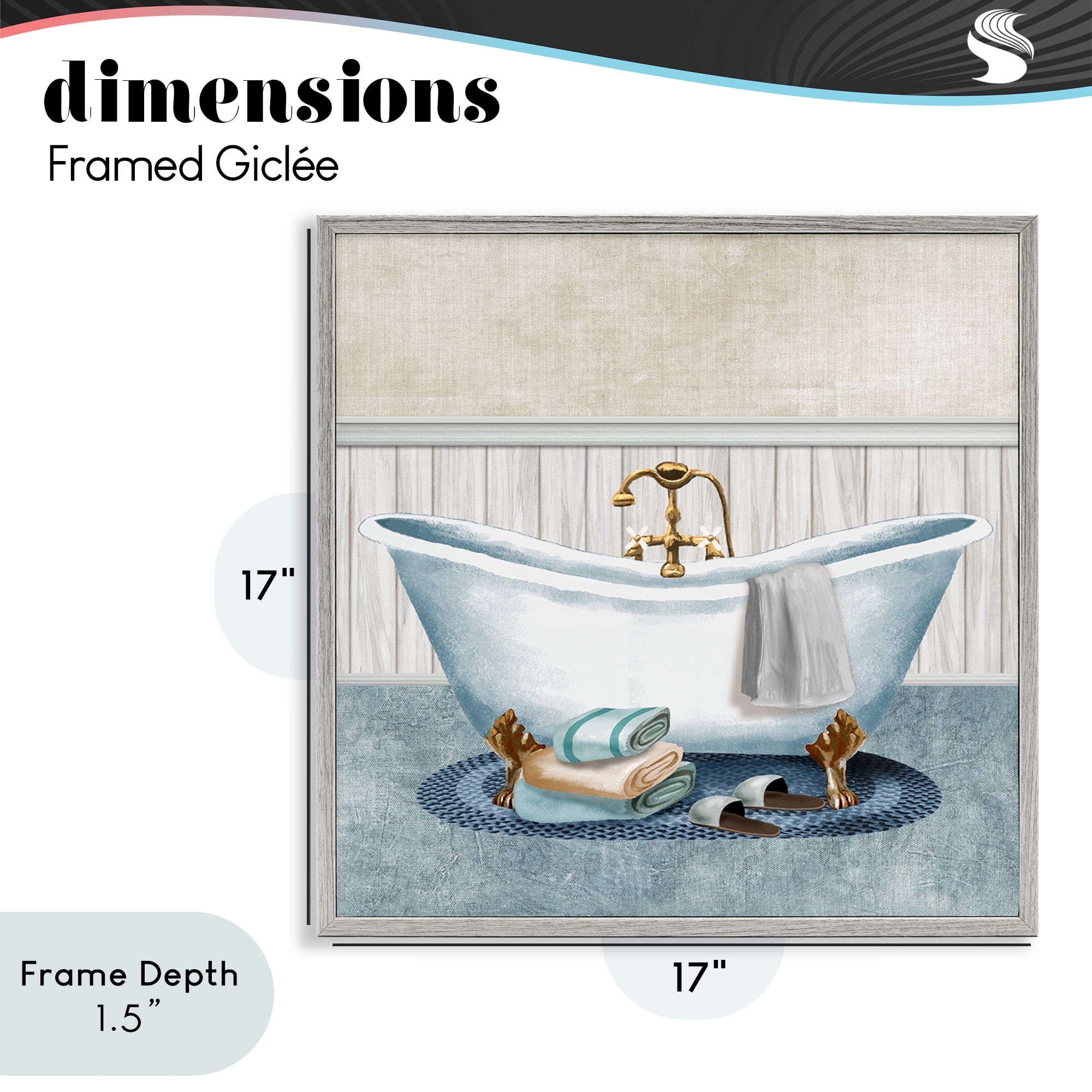 Stupell Industries Cozy Spa Bathtub & Slippers Gray Framed Giclee Art, design by Conrad Knutsen