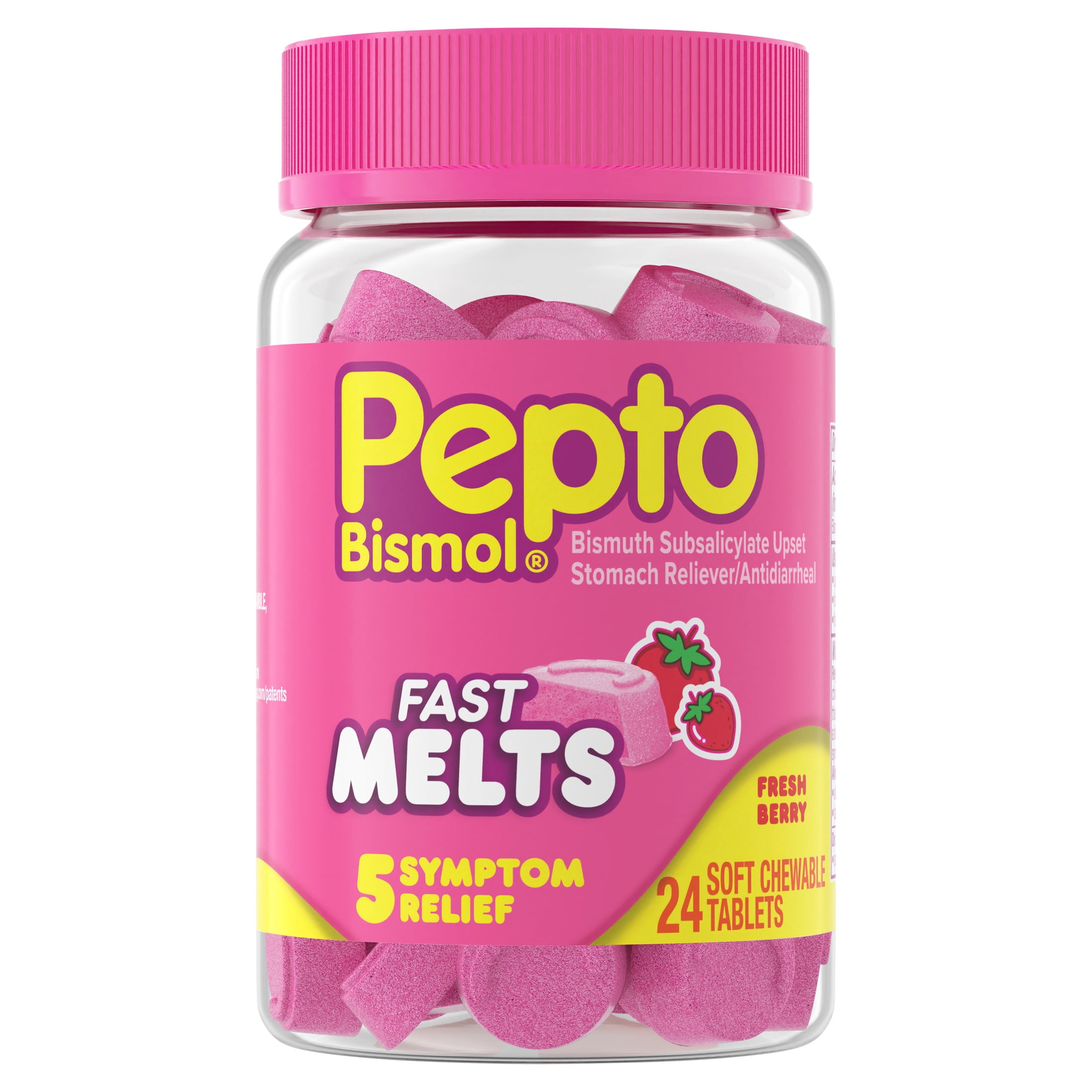 Pepto Bismol Fast Melts, Upset Stomach Relief, Stomach Relief, Anti-Diarrheal, 24 Count