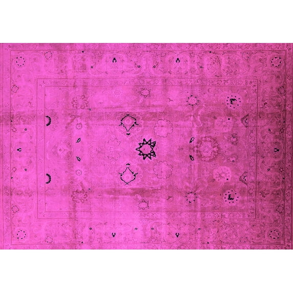Ahgly Company Indoor Rectangle Oriental Pink Industrial Area Rugs, 7' x 10'