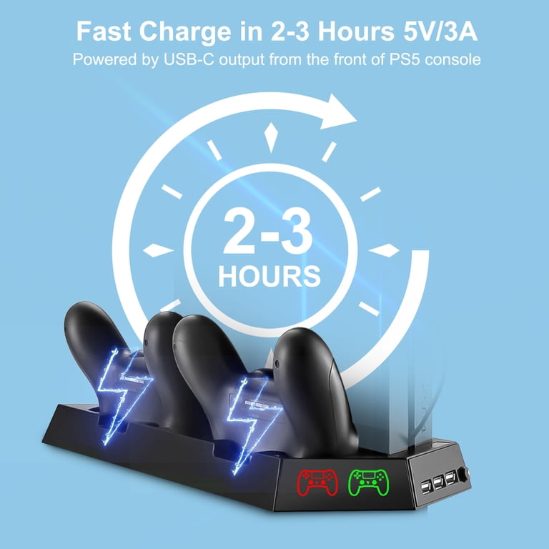 TSV Vertical Stand for PS4, Cooling Fan, Dual Controller Charging