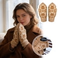 thumbnail image 2 of Warm Knit Cat Pattern Mittens Fuzzy Winter Gloves for Fall and Cold Weather Outdoor Use 2PCS, 2 of 9