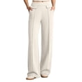 thumbnail image 2 of Favoffer Women's High Waist Wide Leg Pants Solid Color Elastic Waist Draped Straight Leg Loose Casual Trousers Daily Flowy Bottom for Street Gathering, 2 of 8