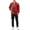 thumbnail image 2 of Unique Bargains Men's Long Sleeves Sequin Varsity Zipper Bomber Jacket L Red, 2 of 6