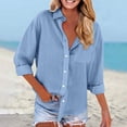 thumbnail image 2 of Women's Tops, Tees & Blouses Shirts With Pockets Long Sleeve Down Shirt Blouse Loose Fit Vacation Beach Work Tops Clothes Womens Fashion Clothing, 2 of 4