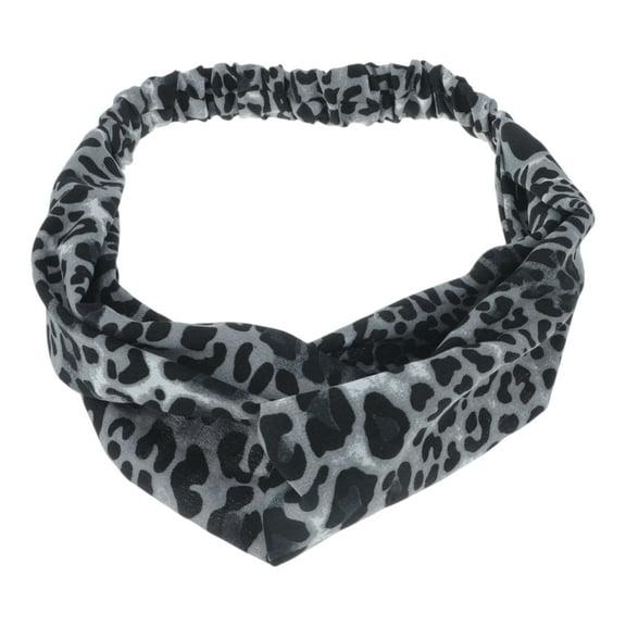 Unique Bargains Fashion Leopard Pattern Cross Elastic Hairband for Women 1 Pc White Black