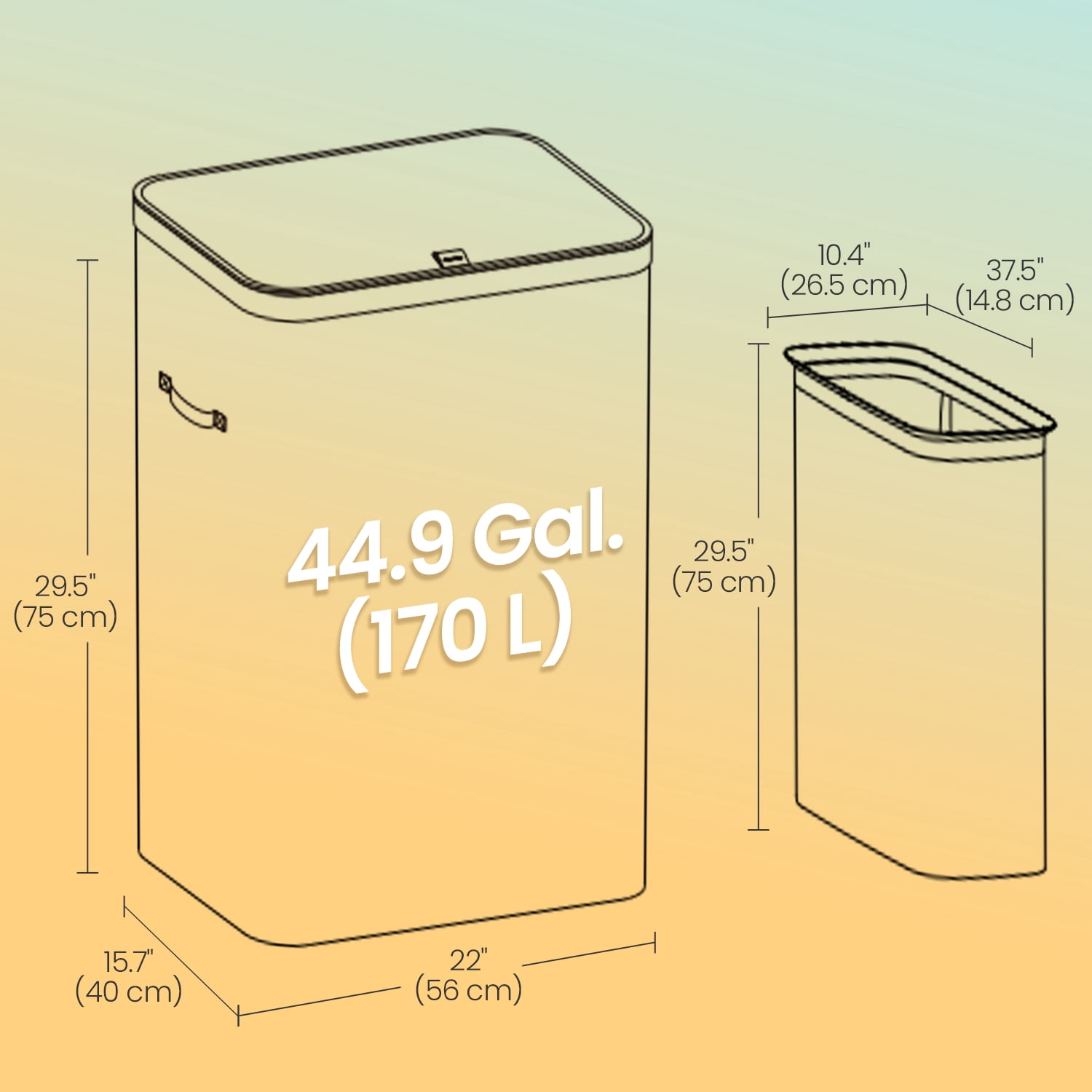 LEDREM 2-Compartment Laundry Hamper with Removable Inner Bags, 44.9 Gal Capacity, Foldable & Easy Assembly, Dust-Proof Lid, Handles for Portability, Cappuccino Beige