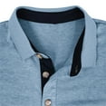 thumbnail image 5 of ZCFZJW Men's Long Sleeve Shirt Solid Color 1/4 Button Down Casual Regular Fit Golf Shirts Lapel Collared Sweatshirts Tops with Pockets Light Blue XL, 5 of 5