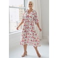 thumbnail image 3 of ellos Women's Plus Size Blouson Sleeve Empire Midi Dress - 26/28, White Multi Floral, 3 of 3