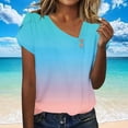 thumbnail image 7 of Summer Tops for Women 2025 Trendy Button V Neck Shirts Casual Short Sleeve Tunic Tshirt Basic Business Work Blouse, 7 of 7