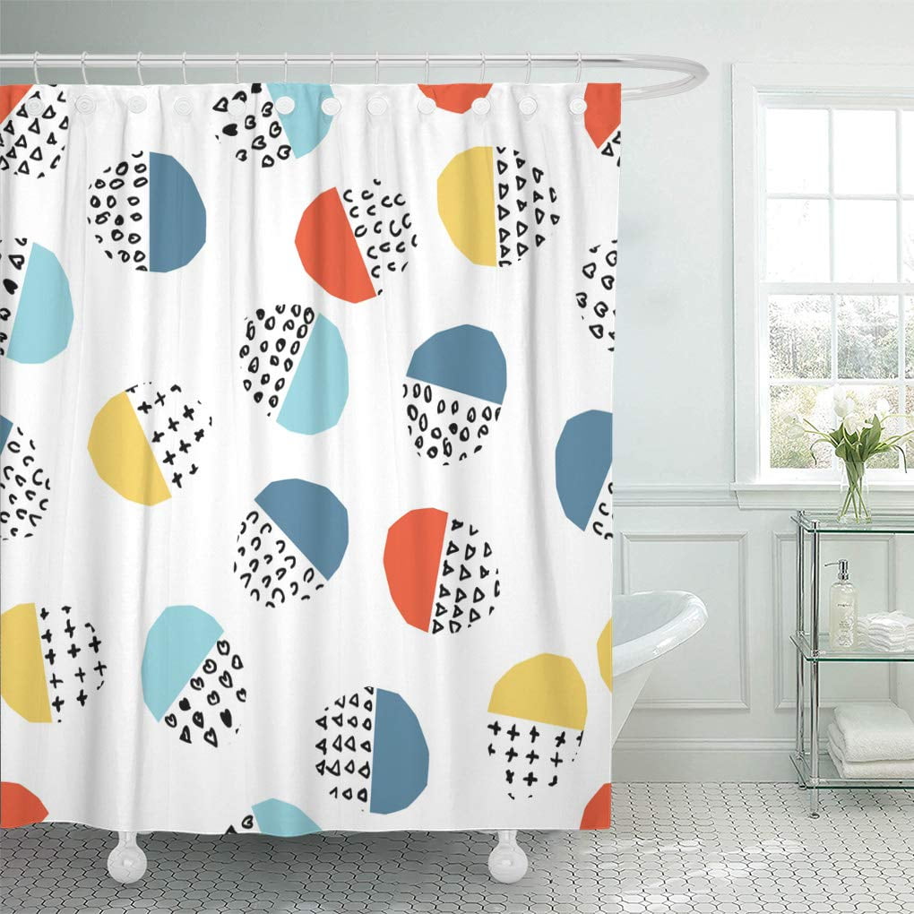 CYNLON Colorful Brush Dots Strokes Circles and Rainbow Color Bathroom