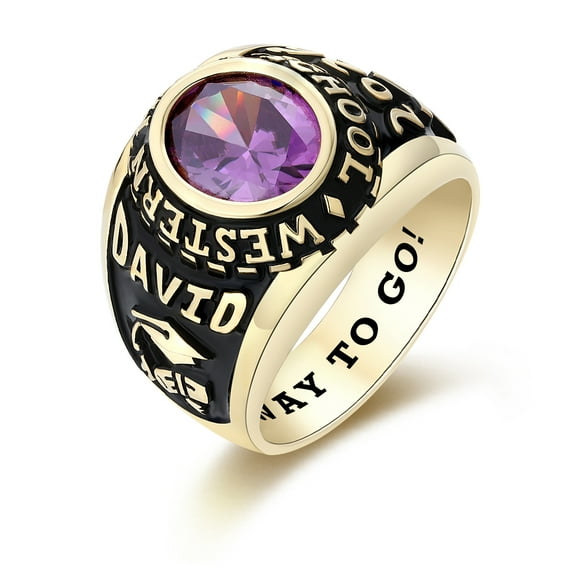Mementos PJM Custom X-Large Men's Class Rings 10kt Yellow Gold for High School and College