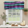 thumbnail image 3 of Abstract Purple Teal Wave Window Valance Curtain Black Stripes Rod Pocket Short Curtain for Living Room, Bedroom & Kitchen Window Decor 42x18in, 3 of 8