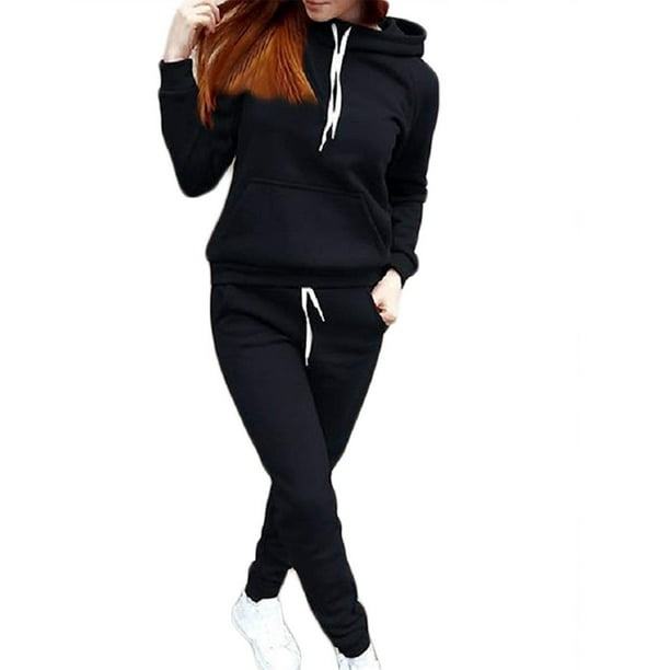 Tretra Women Jogger Outfit Matching Sweat Suits Long Sleeve Hooded  Sweatshirt and Sweatpants 2 Piece Sports Sets Tracksuit - Walmart.com