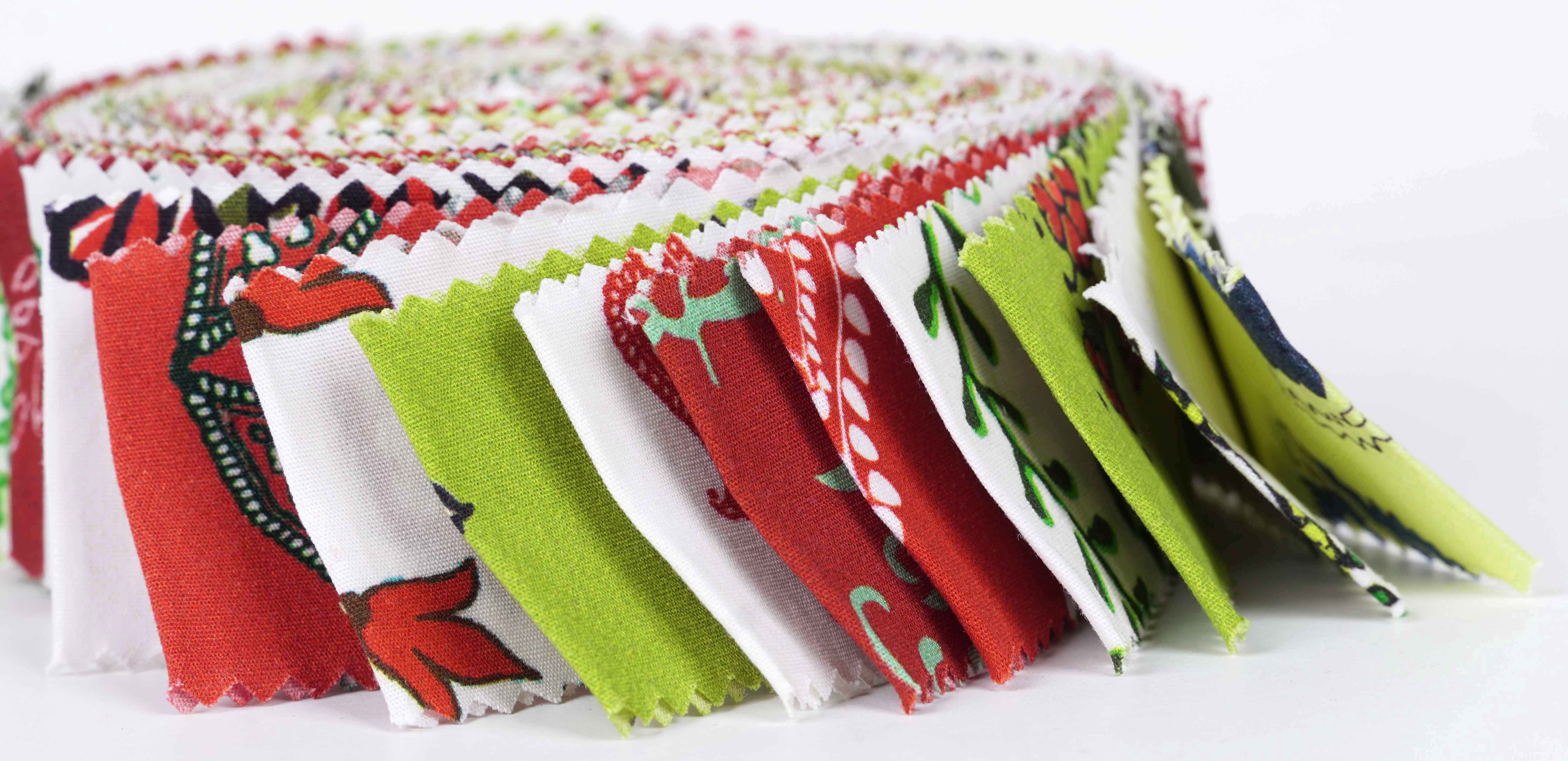 Soimoi 40Pcs Block Print Precut Fabrics Strips Roll Up 1.5x42inches Cotton Jelly Rolls For Quilting - Green
