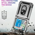thumbnail image 5 of Allytech Rugged Case for Samsung Galaxy Z Flip6, Military Grade Protection Shockproof Cover with Metal Rotatable Ring Stand, Magnetic Car Mount Holder Case for Samsung Galaxy Z Flip6 - Silver, 5 of 8