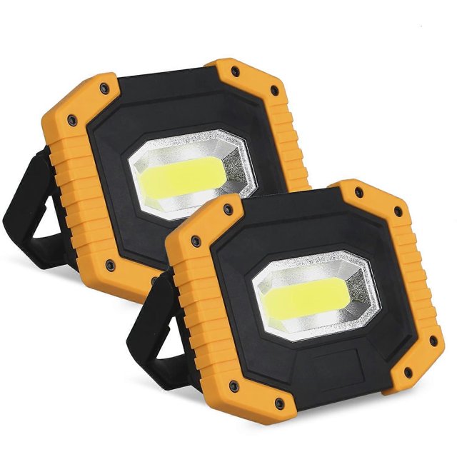 Rechargeable LED Flood Light 30W 2000 LM Construction Site Work Light with 4X Battery 3 Modes Portable Lantern USB LED Spotlight (2 pack)