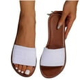 thumbnail image 4 of QQAMB Women's Leather Single Band Flat Sandals Summer Open Toe Slip on Slide Sandal, 4 of 8