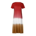thumbnail image 3 of Babysbule Women's Dress Women Plus Size Daily Tie-dyed Color Block Loose V Neck Short Sleeve Dress, 3 of 7